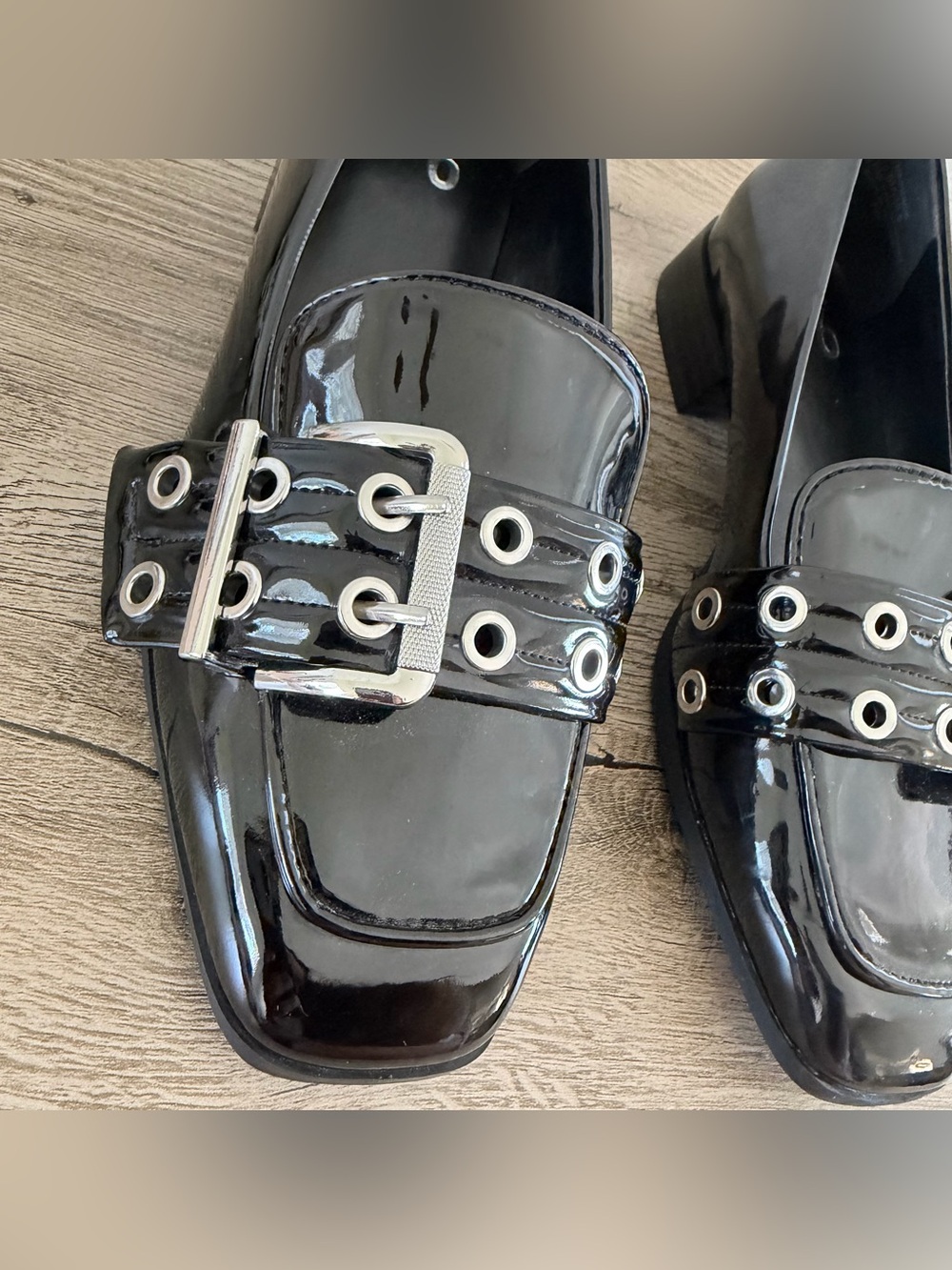 MIX NO. 6 Women's Size 6.5M Loafer Flats Shoes Dressy Shiny Silver Buckle - Picture 6 of 7
